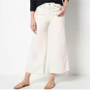 New Encore By Idina Menzel Wide Leg cropped Jeans White Sz 14 petite